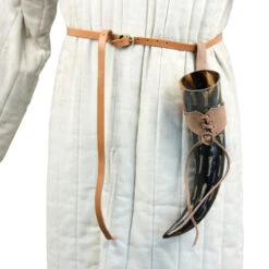 Fire Burned Medieval Drinking Horn With Brown Leather Holder -Knife Sales Store IN4212LHBR 89476.1564501892