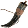 Fire Burned Medieval Drinking Horn With Brown Leather Holder -Knife Sales Store IN4212LHBR 08401.1564501892