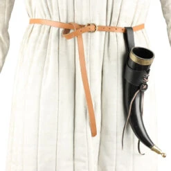 Brass Adorned Medieval Drinking Horn With Black Leather Holder -Knife Sales Store IN4232LHBK 54256.1564501953