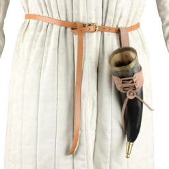 Brass Adorned Medieval Drinking Horn With Brown Leather Holder -Knife Sales Store IN4232LHBR 09861.1564501955