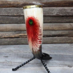 Horn Of Olaf Bloody Peacock Feather Medieval Drinking Horn -Knife Sales Store IN60551 47535.1571324647