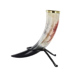 Horn Of Olaf Bloody Peacock Feather Medieval Drinking Horn -Knife Sales Store IN60551 36469.1571324647