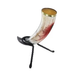Horn Of Olaf Bloody Peacock Feather Medieval Drinking Horn -Knife Sales Store IN60551 14721.1571324646