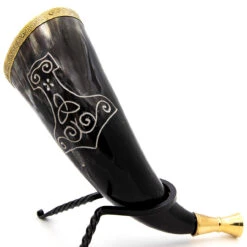 Roaring Thunderclap Viking Gjallarhorn Blowing Horn W/ Brass Detailing -Knife Sales Store IN60609 92796.1674072403