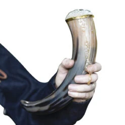 The Hooded Raven ™ Medieval Festival Viking Pure Brass Rim Drinking Horn Canvas Bag Included -Knife Sales Store IN60830 29756.1599143435