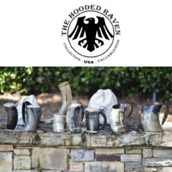 The Hooded Raven ™ 3-Piece Drinking Horn Shot Set Canvas Bag Carrier Included -Knife Sales Store IN60831 23435.1598037483