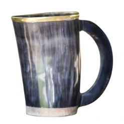 The Hooded Raven ™ Functional Pure Brass Rimmed Drinking Horn Mug Tankard Pouch Included -Knife Sales Store IN60834 43874.1599143542