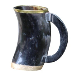 The Hooded Raven ™ Functional Pure Brass Rimmed Drinking Horn Mug Tankard Pouch Included -Knife Sales Store IN60834 15960.1599143542