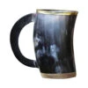 The Hooded Raven ™ Functional Pure Brass Rimmed Drinking Horn Mug Tankard Pouch Included -Knife Sales Store IN60834 22525.1599143541