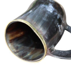 The Hooded Raven ™ Functional Pure Brass Rimmed Drinking Horn Mug Tankard Pouch Included -Knife Sales Store IN60834 26699.1599143542