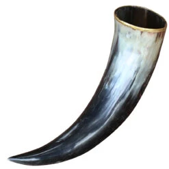 The Hooded Raven ™ Large Pure Brass Rim Drinking Horn Canvas Pouch Included -Knife Sales Store IN60841 53444.1600184417