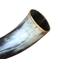 The Hooded Raven ™ Large Pure Brass Rim Drinking Horn Canvas Pouch Included -Knife Sales Store IN60841 04669.1600184417