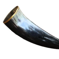 The Hooded Raven ™ Large Pure Brass Rim Drinking Horn Canvas Pouch Included -Knife Sales Store IN60841 53531.1600184417