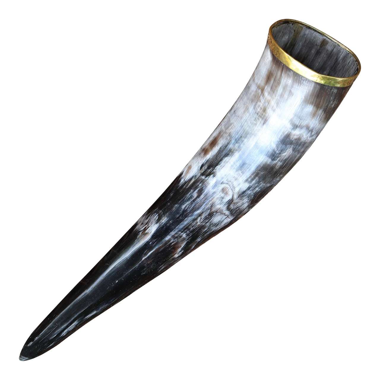 The Hooded Raven ™ Pure Brass Rim Drinking Horn Vessel Canvas Bag Included 3 The Hooded Raven ™ Pure Brass Rim Drinking Horn Vessel Canvas Bag Included