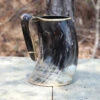 The Hooded Raven™ XXL Viking Royal Brass Rimmed Natural Buffalo Drinking Horn Tankard Mug -Knife Sales Store IN60849 11989.1618253329
