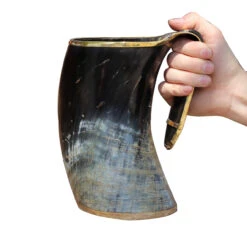 The Hooded Raven™ XXL Viking Royal Brass Rimmed Natural Buffalo Drinking Horn Tankard Mug -Knife Sales Store IN60849 59061.1618253246