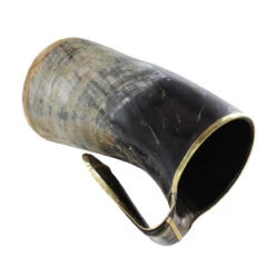 The Hooded Raven™ XXL Viking Royal Brass Rimmed Natural Buffalo Drinking Horn Tankard Mug -Knife Sales Store IN60849 59914.1618253246