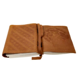 Moon Drunk Wolf & Moon Embossed Hand-Crafted Leather Notebook Sketchbook Diary Journal -Knife Sales Store IN60935 05 85411.1688734262