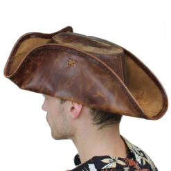 Brown Leather Pirate Tricorn Hat -Knife Sales Store IN6363BRL 78121.1672420980