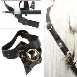 Leather Right Handed European Baldric Black Belt -Knife Sales Store IN6414BK 46600.1564502733