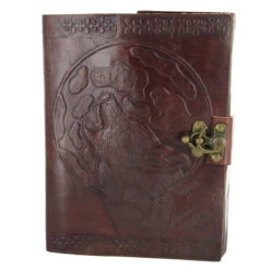 Howl At The Moon Leather Wolf Journal -Knife Sales Store IN8675BRWL 89482.1564503314