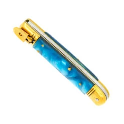 Elusive Horizon Switchblade Lever Lock Automatic Knife | Pearl Blue Handle & Gold Hardware -Knife Sales Store LV2468 09142.1661804080