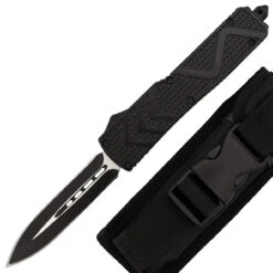 Blood Phantom OTF Automatic Out The Front Switchblade Knife W/ Textured Finish, Belt Clip, & Glass Breaker