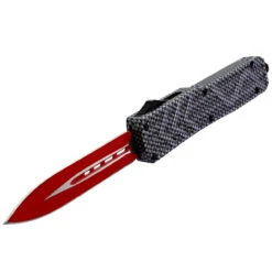 Red On Steel Automatic OTF Out The Front Knife W/ Textured Anti-Slip Handle, Belt Clip, & Glass Breaker -Knife Sales Store PA2617 02 21457.1692423915
