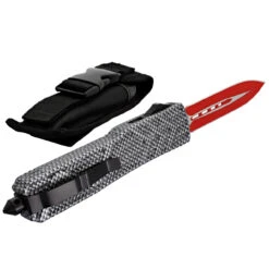 Red On Steel Automatic OTF Out The Front Knife W/ Textured Anti-Slip Handle, Belt Clip, & Glass Breaker -Knife Sales Store PA2617 03 48606.1692423915