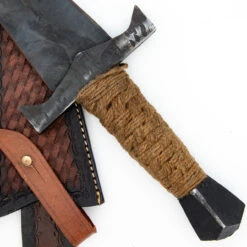 Old Stories Medieval Carbon Steel Full Tang Functional Reenactment Medieval Viking Dagger W/ Woven Twine Handle -Knife Sales Store SAMP151 20683.1680028896