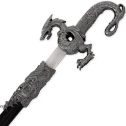 Sea Of Flames Dragon Serpent Silver Ceremonial Royal Dynasty Saber Sword W/ Hard Scabbard -Knife Sales Store SS2729 39439.1682449861
