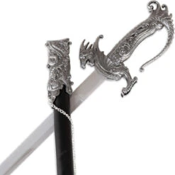 Ash-stained Wasteland Dragon Serpent Chinese Sword | Antiqued Silver Wyvern Ceremonial 37” Royal Dynasty Saber -Knife Sales Store SS2732 39254.1673986235