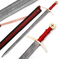 Fire Quest Knights Of Templar Damascus Steel Medieval Arming Sword