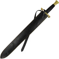 Pursuit Of Honor Medieval Damascus Steel Sword W/ Brass Hilt & Leather Wrapped Handle -Knife Sales Store SSD3135 02 78440.1689952362