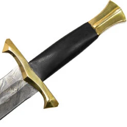 Pursuit Of Honor Medieval Damascus Steel Sword W/ Brass Hilt & Leather Wrapped Handle -Knife Sales Store SSD3135 03 09469.1689952363