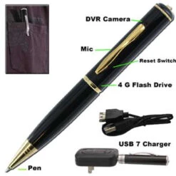 Spy Pen Video Recorder 4Gb USB Drive Gold