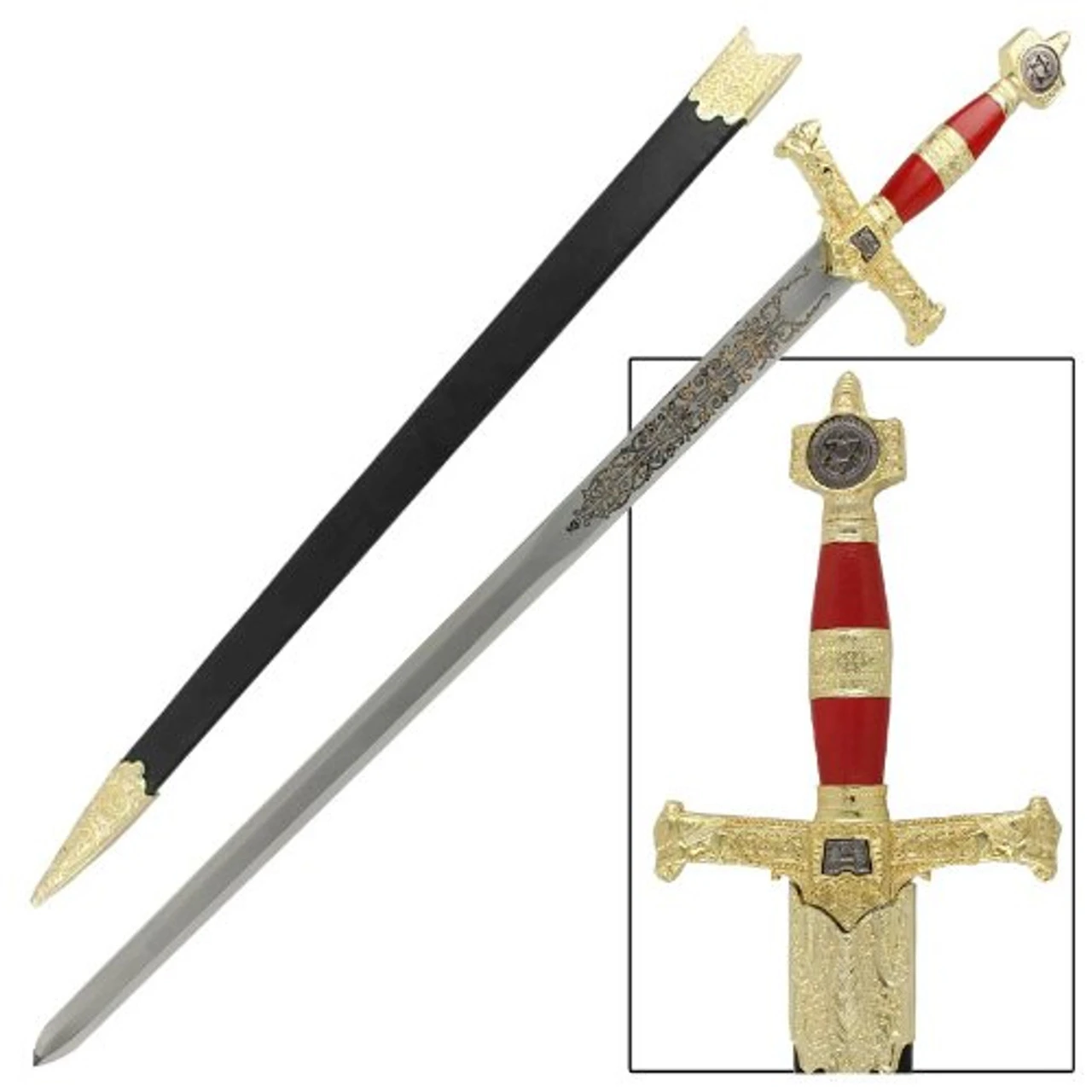 King Solomon Medieval Crusader Replica Longsword - Red 6 King Solomon Medieval Crusader Replica Longsword - Red - Image 4