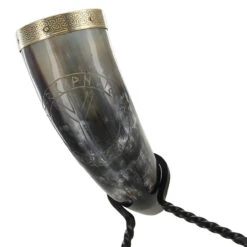 Algiz Protection Viking Handmade Stand Drinking Horn Set -Knife Sales Store algiz protection viking handmade stand drinking horn set 2 46456.1564504914