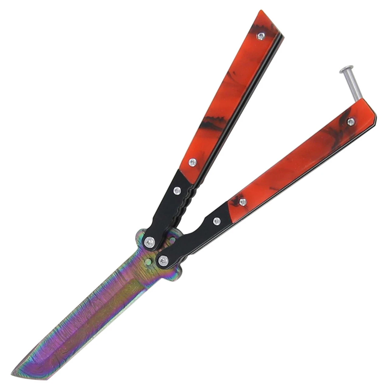 Balisong Damascus Public Enemy Pocket Knife 5 Balisong Damascus Public Enemy Pocket Knife - Image 3