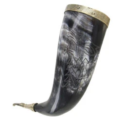 Hand Carved Fenrir Viking Warrior Drinking Horn -Knife Sales Store hand carved fenrir viking warrior drinking horn 94230.1564504899