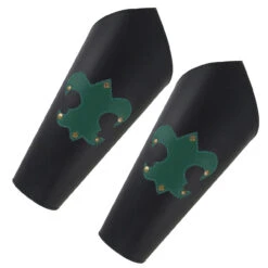 Lace-Up Medieval Leather Green Fleur-de-lis Arm Bracer Cuff Set -Knife Sales Store in60185 14409.1564505019