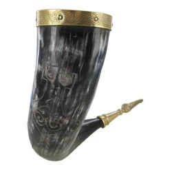 Viking Norse Drinking Horn Hand-carved Mjolnir Design -Knife Sales Store in60607 39243.1564505034