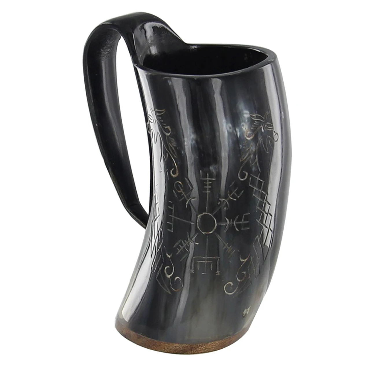Norse Viking Icelandic Vegvisir Jormungandr Drinking Horn Mug 3 Norse Viking Icelandic Vegvisir Jormungandr Drinking Horn Mug