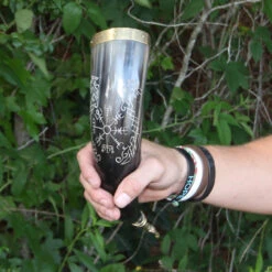 Norse Viking Icelandic Vegvisir Jormungandr Engraved Drinking Horn 8 Norse Viking Icelandic Vegvisir Jormungandr Engraved Drinking Horn -Knife Sales Store in60621 53185.1564505038