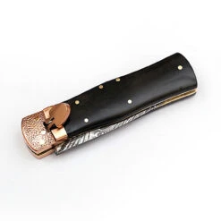 Damascus Steel Black Abyss Lever Lock Knife -Knife Sales Store lever lock open prairie damascus knife 9 57104.1598302998