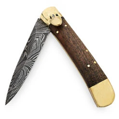 Damascus Lever Lock Delta Ridge Automatic Knife -Knife Sales Store lv1w 08889.1666974573