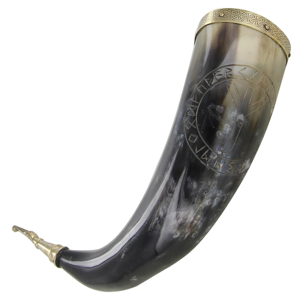 Norse Algiz Protection Handmade Drinking Horn 4 Norse Algiz Protection Handmade Drinking Horn - Image 2