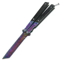 Eye Of The Tiger Rainbow Damascus Steel Butterfly Knife -Knife Sales Store sr 8bc5 50bkrb 2 d4 1 42163.1564505002
