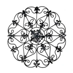 Elegant Round Fleur De Lis Medallion Scrollwork Wall Decoration
