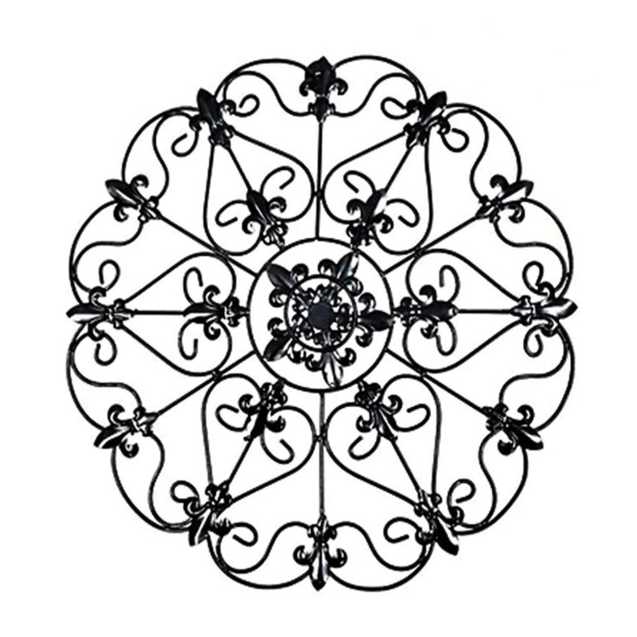 Elegant Round Fleur De Lis Medallion Scrollwork Wall Decoration 3 Elegant Round Fleur De Lis Medallion Scrollwork Wall Decoration